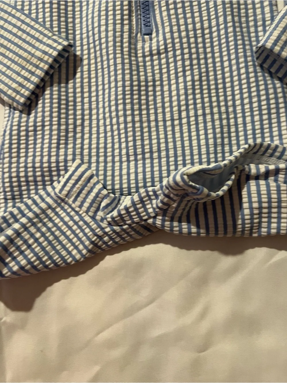 Tommy Bahama Blue & White Stripe Shortie Swim Suit with Sun Hat Size 24 Months